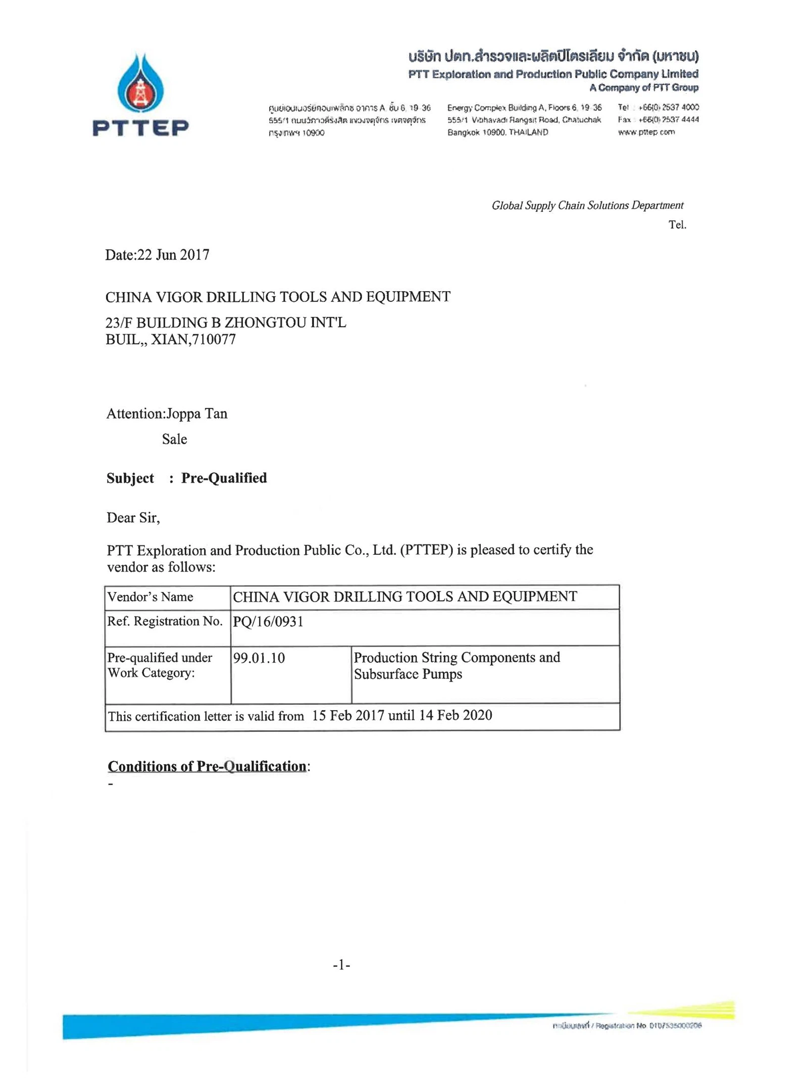 2017-06-22 PTTEP PRE-QUALIFIED CERT00